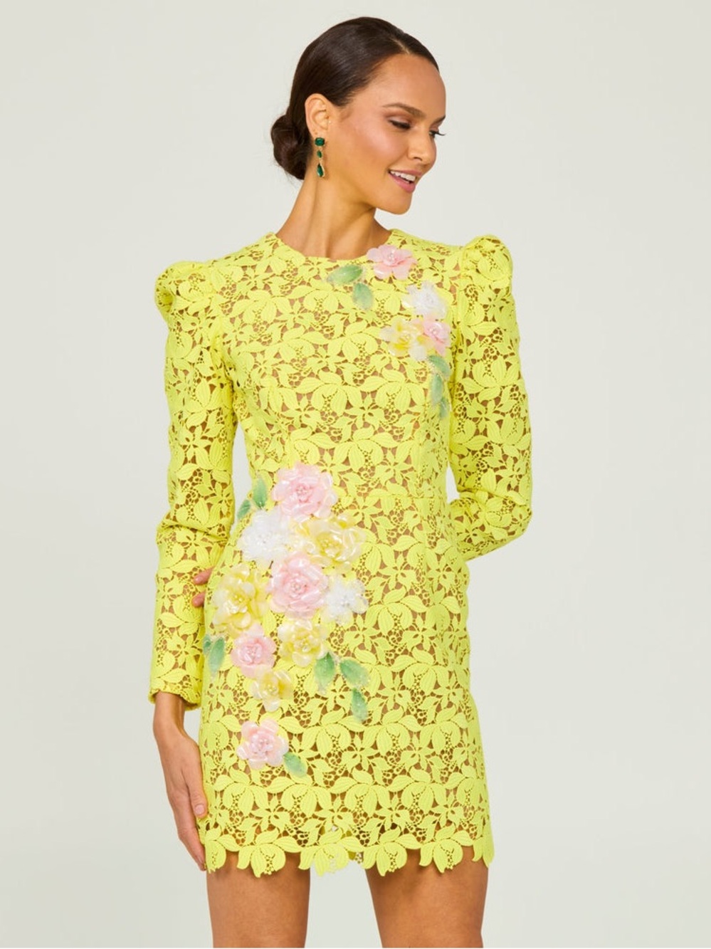 Helsi Angelina Floral Appliqué Long Sleeve Lace Cocktail Minidress Size XS NWT - Picture 2 of 8